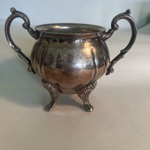 Vintage Sugar Bowl Silver Plate Unmarked